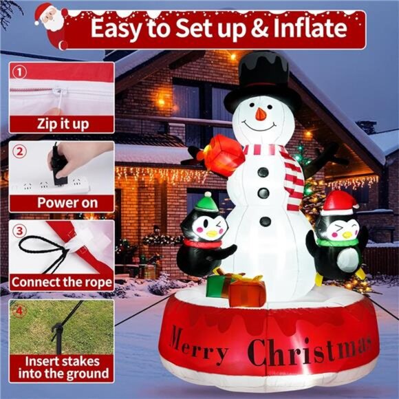 8ft Christmas Inflatable Decorations Rotating Snowman w  8 FT Christmas Inflatable Outdoor Decoration Rotating Snowman Christmas